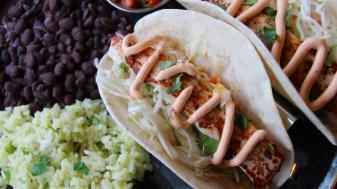 Grilled Mahi Mahi Fish Taco Plate · Comes with your choice of rice and beans on the side, and (2) sauces: mild cilantro aioli an...