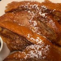 French Toast Breakfast · With Challah Bread. Served with pure organic maple syrup. Add Nutella, fruits, yogurt or whi...