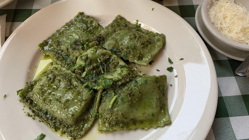 Spinach & Cheese Ravioli · In spinach dough with marinara or pesto sauce.