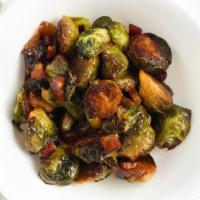 Brussels Sprouts · Bacon, caramelized onions.