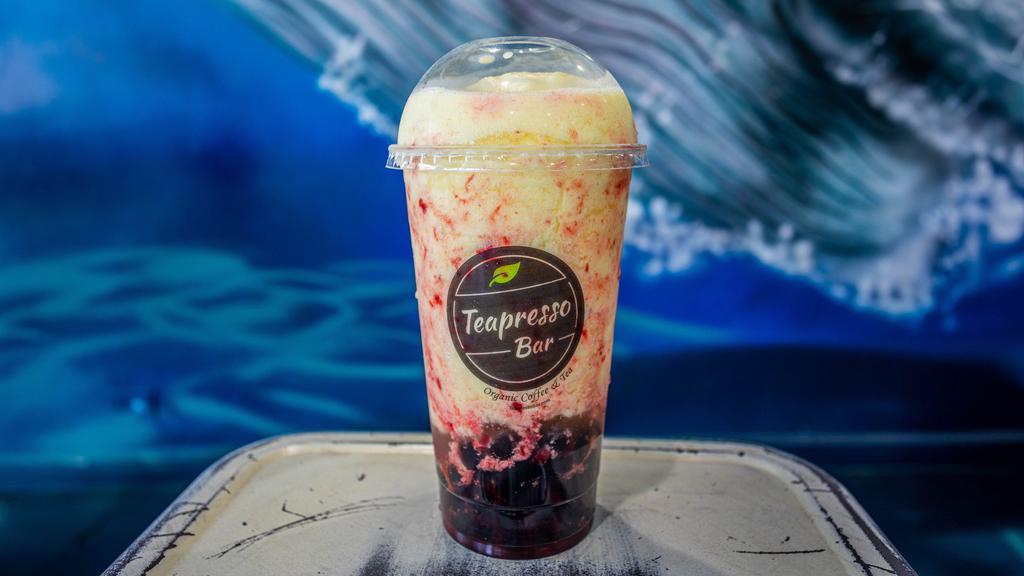 Lava Flow Smoothie · 24 oz. pina colada with strawberry walls
contain dairy products.