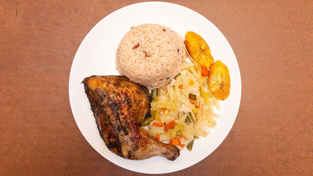  Jerk Chicken · Chicken marinated in Jamaican jerk seasoning and slowly Jerk.