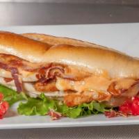 The Middle Village · Chicken cutlet stuffed with bacon, muenster and Russian dressing.