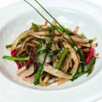 Jap Chae · Glass noodles sauteed with assorted vegetables.
