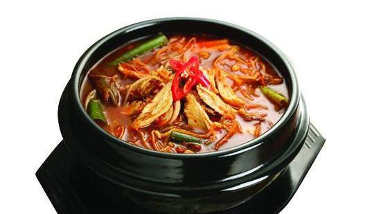 Yook Gae Jang Soup · Spicy beef soup with scallions.