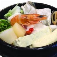 Dae Gu Jiri Soup · Chef''s choice. Boneless fresh black cod soup with shrimp, clams, and assorted vegetables in...