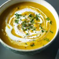 Mulligatawny Soup · Puréed lentils flavored with fresh herbs, delicate spices, cilantro, grated fresh coconut, g...