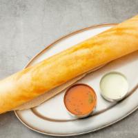 Chilli Paneer Masala Dosa · Plain dosa with seasoned grated fresh cheese and potato filling served with sambar and cocon...