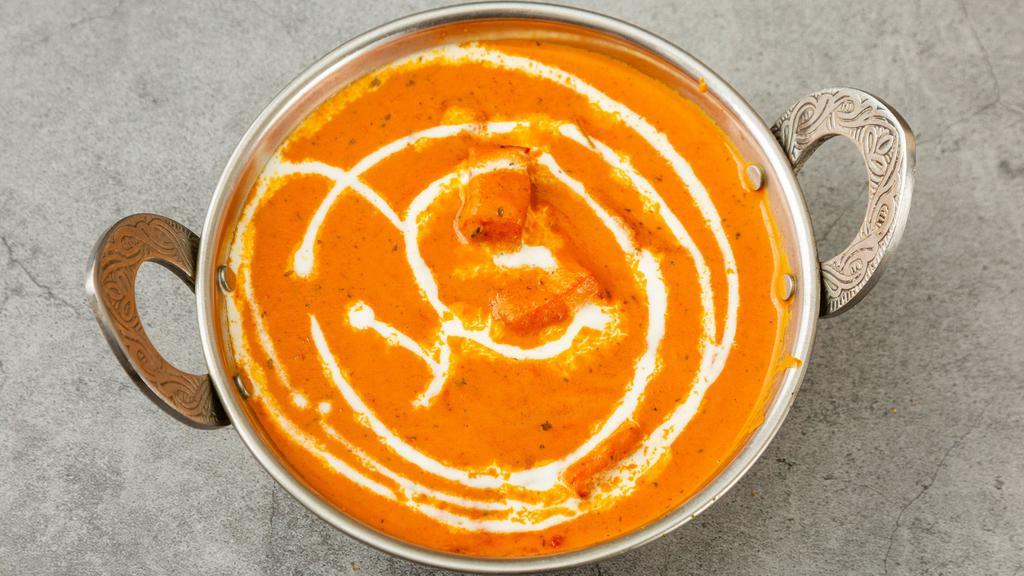 Paneer Tikka Masala · Cubes of cottage cheese marinated in yoghurt, herbs and spices, grilled in the tandoor and simmered in a tangy sauce of light creamy.