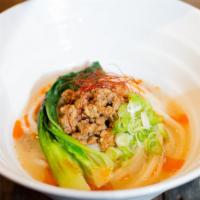 Tan Tan Udon · Ground pork sesame flavor soup, scallion, bok choy, and spicy oil.