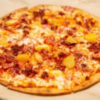 Pineapple · Ham, bacon, red sauce, cheese, pineapple.