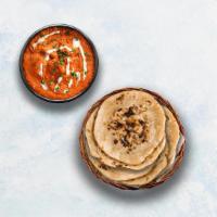Butter Chicken & Tandoori Roti · Grilled chicken morsels braised in a tomato and butter gravy, seasoned with aromatic herbs. ...