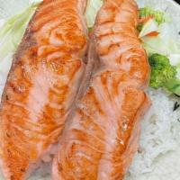 Salmon Teriyaki · Combo with White Rice and Vegetable.