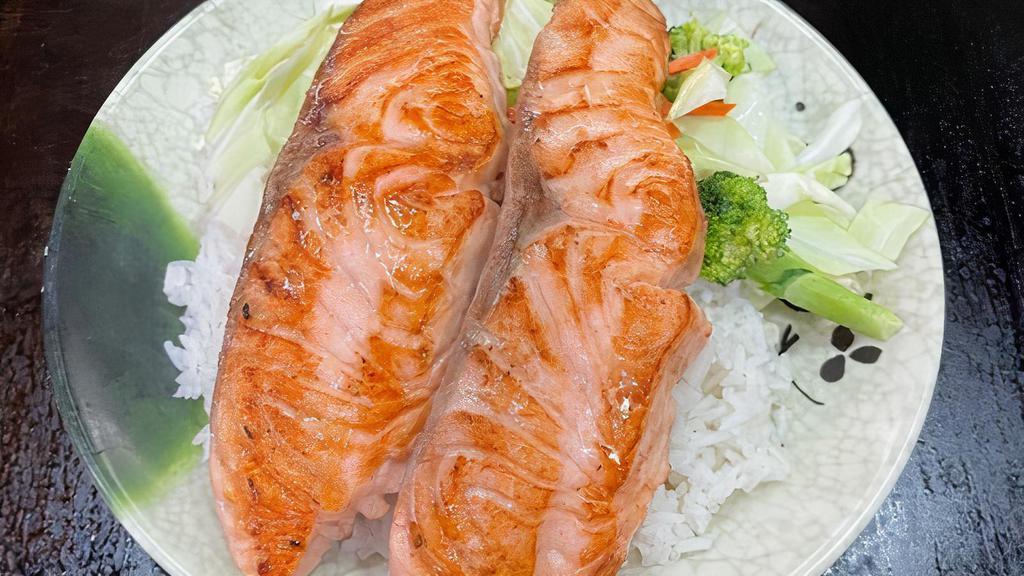Salmon Teriyaki · Combo with White Rice and Vegetable.