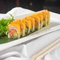 Good 4 You Roll · Spicy crab and avocado topped with lobster, salad, mango and peanuts.