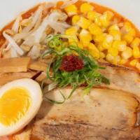 Tonkotsu Spicy Miso · All natural pork bone broth (tonkotsu) flavored with our house-made bean paste (miso)  and h...