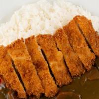Chicken Katsu Curry Rice · Crispy fried chicken cutlet on steamed white rice topped with our house-made Japanese curry.