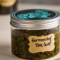 Fermented Tea Leaf · Ingredients: Fermented tea leaf from Burma, salt, lime juice, vegetable oil. 
-Ready to eat