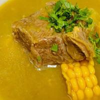 Monday/Lunes Sancocho De Costilla De Res  ( Beef Rib Soup) · A Colombian home style soup with Beef, Beef ribs and vegetables.
