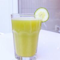 Super Green Juice (Organic) · Pineapple, kale, apple, celery, cayenne pepper, cucumber & honey.