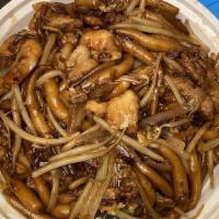 Chow Kueh Teow · Malaysian famous stir fried flat rice noodles with fresh shrimp, pork, squid, bean sprouts, ...