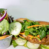 Fish Bahn Mi · Mayonnaise, jalapeno, fried fish. fresh cucumbers, daikon and pickled carrots with cilantro....