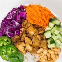 Banh Mi Bowl · Your choice of rice and protein served with shredded cabbage, sliced carrots, diced cucumber...