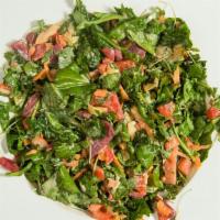 Kale Salad · Beets, roasted peppers, artichoke hearts, basil, carrots, and tomatoes with quinoa and mango...