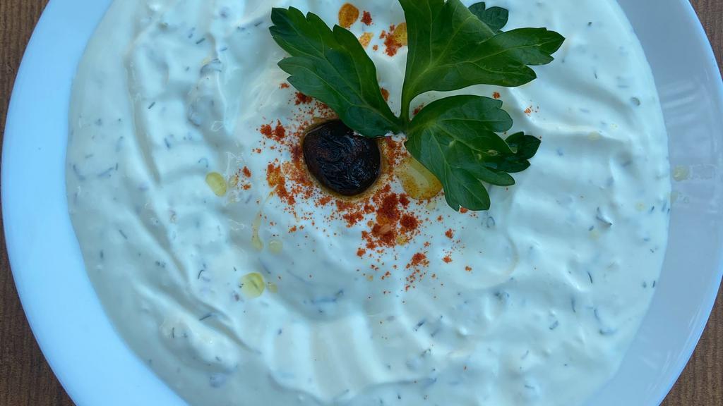 Haydari · Creamy greek yogurt mixed with fresh garlic, fresh dill, walnuts and olive oil.