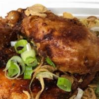 Crispy Half Chicken · Recommended. Stir-fried rice with curry powder, egg, peas, carrot, sprinkled with fried onio...