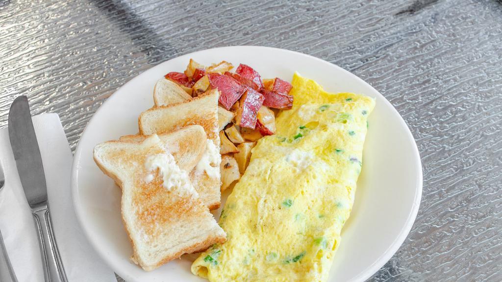 Omelettes · Served with home fries and toast.