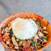Power Bowl · Protein infused quinoa, crumbled bacon, roast portobello mushrooms, tomato, spinach, parmesa...