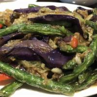 String Beans W. Eggplant · Served with choice of rice.