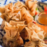 Toung Tong · Fried mini wontons of ground chicken, crab meat, shrimp, corn, green beans and carrot served...