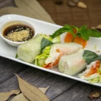 Veggie Fresh Roll · Rice paper wrap, lettuce, mint, Thai basil, cucumber, carrot and tofu. Honey-chili dipping s...