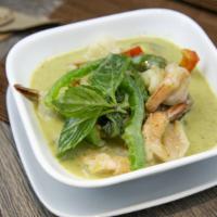 Green (Gaeng Keow) · Spicy, coconut based, spicy with flavors of green Thai chili, coriander, lemongrass, and gal...