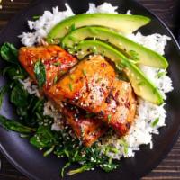 Salmon Teriyaki · Grilled salmon with mixed vegetables served over rice with a choice of miso soup or house sa...