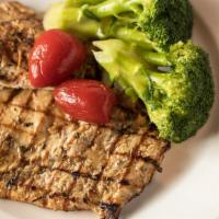 Chicken And Broccoli  · Grilled chicken breasts served with broccoli.