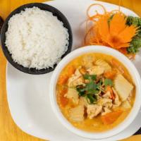 Masaman Curry · Potato, carrot, peanut with masaman curry sauce.