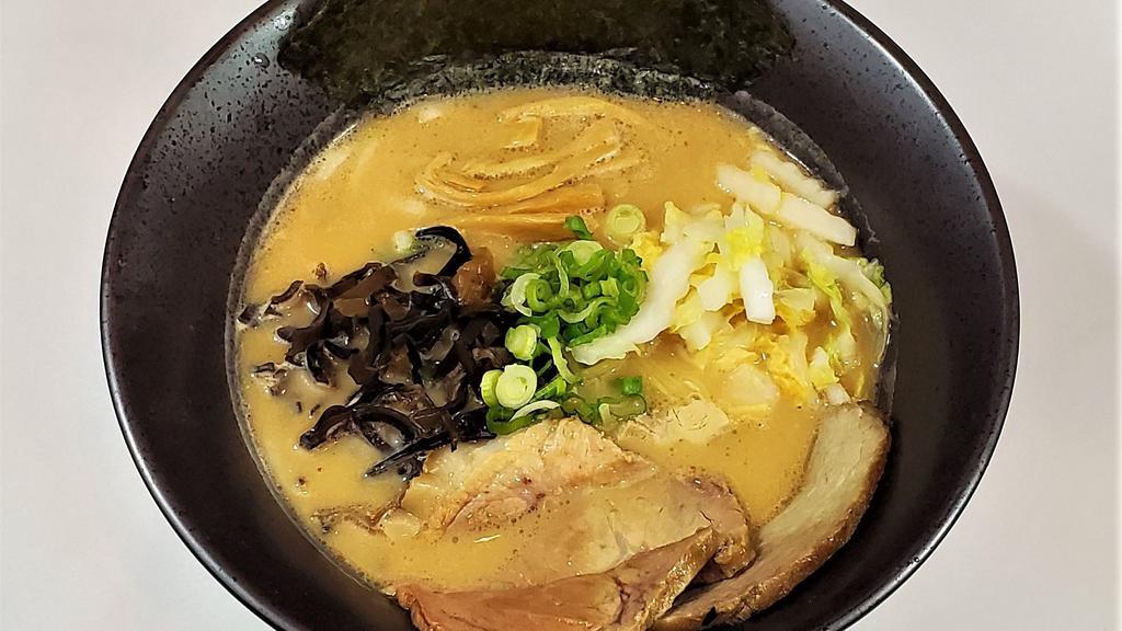 Miso Ramen · Miso based pork broth with toppings.