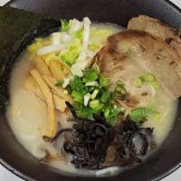 Shio Ramen · Light clear chicken broth, and dashi broth mixed.   Comes with chashu. No egg. You can get p...