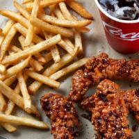 Drunken Chicken Fingers Combo · 4 Crispy Chicken Fingers tossed in Cajun seasoning and finished with a Whiskey-Glaze sauce, ...