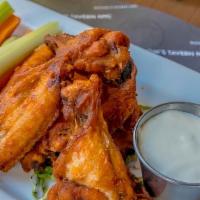Dry Rubbed Chicken Wings · Choose from siracha honey sauce, buffalo or Bbq style.