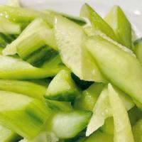 Cucumber Salad 拌小黃瓜 · Fresh cucumber slices in sweet and sour vinegar dressing.