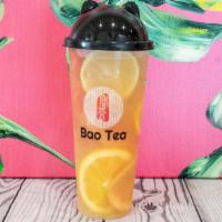 Bao Signature Fruit Tea · Our Signature jasmine green tea with seasonal fresh fruit- lemon, lime, grapefruit, watermel...