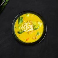 Noodle Coconut Milk Soup · Rice noodle, carrot, onion, garlic, broccoli, kaffir lime leaf, lemongrass, galangal, Tom Ya...