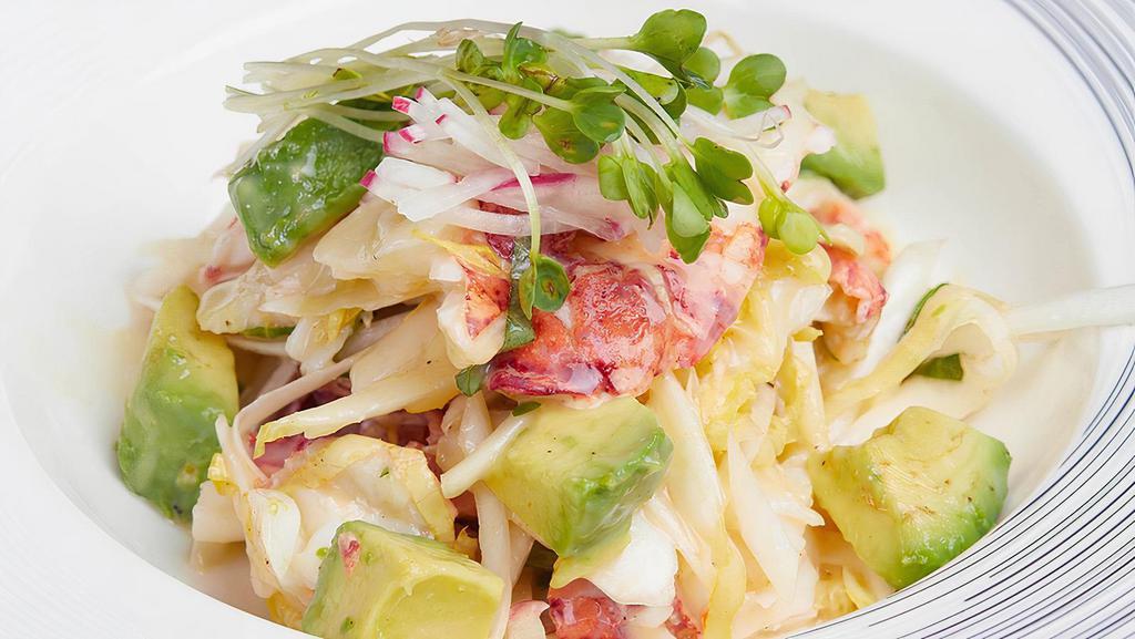 Lobster Salad · Avocado, basil, citrus, Belgian endive with olive oil, and vinaigrette.