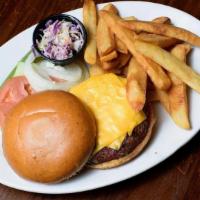 Hamburger · 8 oz char-broiled pure angus beef. Served with steak fries.