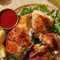 Half Chicken Plate (For 2 People) · Grilled chicken breast, thigh, leg, and wing, served with your choice of two sides and two s...