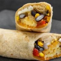 Burrito Breakfast Wrap · Fresh egg, monterrey jack cheese, and fire-roasted corn & bean medley, served on your choice...